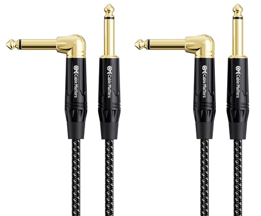 2-Pack Braided Right Angle Guitar Cable 1.8M