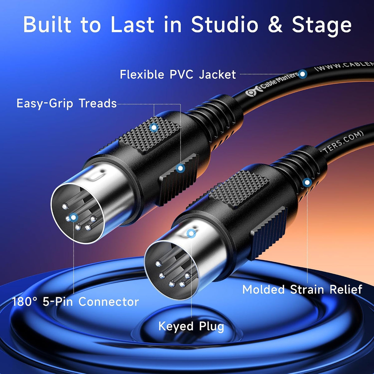 2-Pack 5 Pin DIN MIDI Cable, 1.8M, 5 Pin MIDI Cable