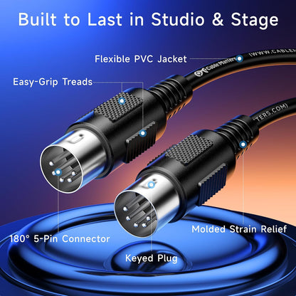 2-Pack 5 Pin DIN MIDI Cable, 1.8M, 5 Pin MIDI Cable