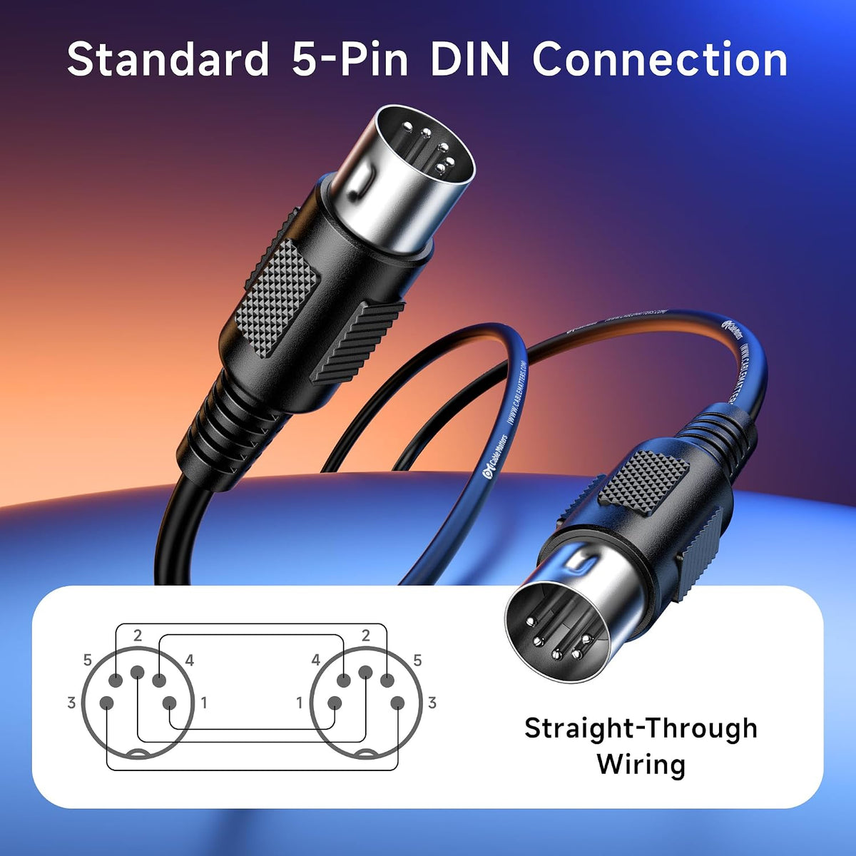 2-Pack 5 Pin DIN MIDI Cable, 1.8M, 5 Pin MIDI Cable