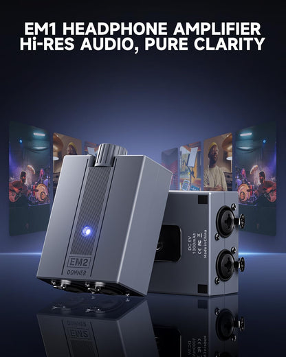 Headphone Amplifier DC 5V-1A, 3.5Mm Rechargeable Portable Headphone Amp Using 8Ω-250Ω Impedance, with 2 XLR and 1/4” TRS Input Portable In-Ear Monitor Amp