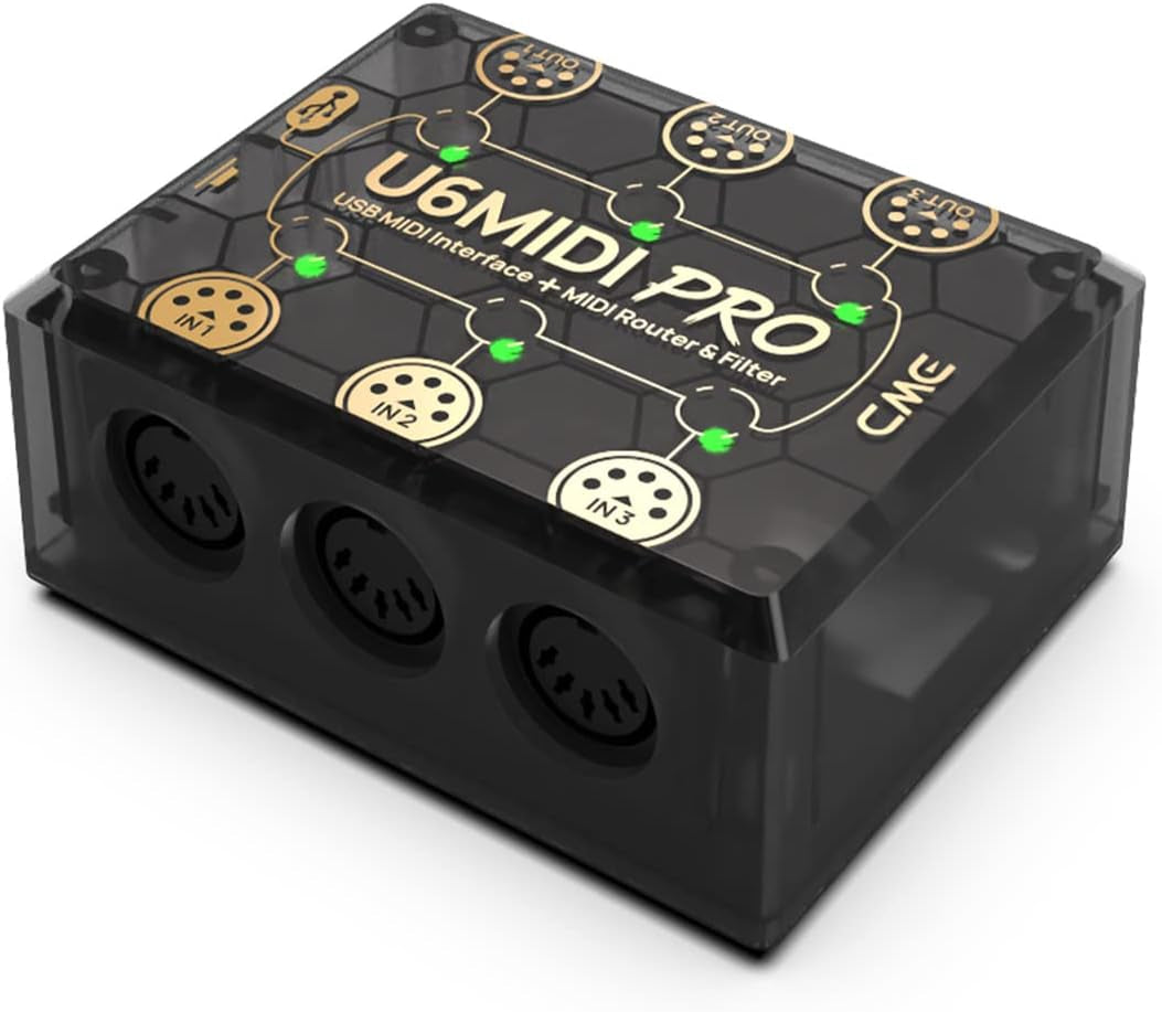 U6MIDI Pro - MIDI Interface with Router, Mapper, and Filter - Plug-And-Play USB MIDI for Computers - Standalone 3-In-3-Out MIDI for Merge, Split, Thru